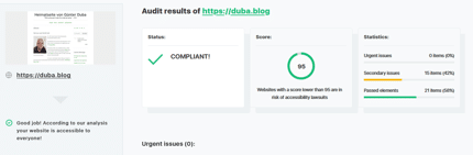 Screenshot Duba.blog geprüft durch accessibilitychecker.org