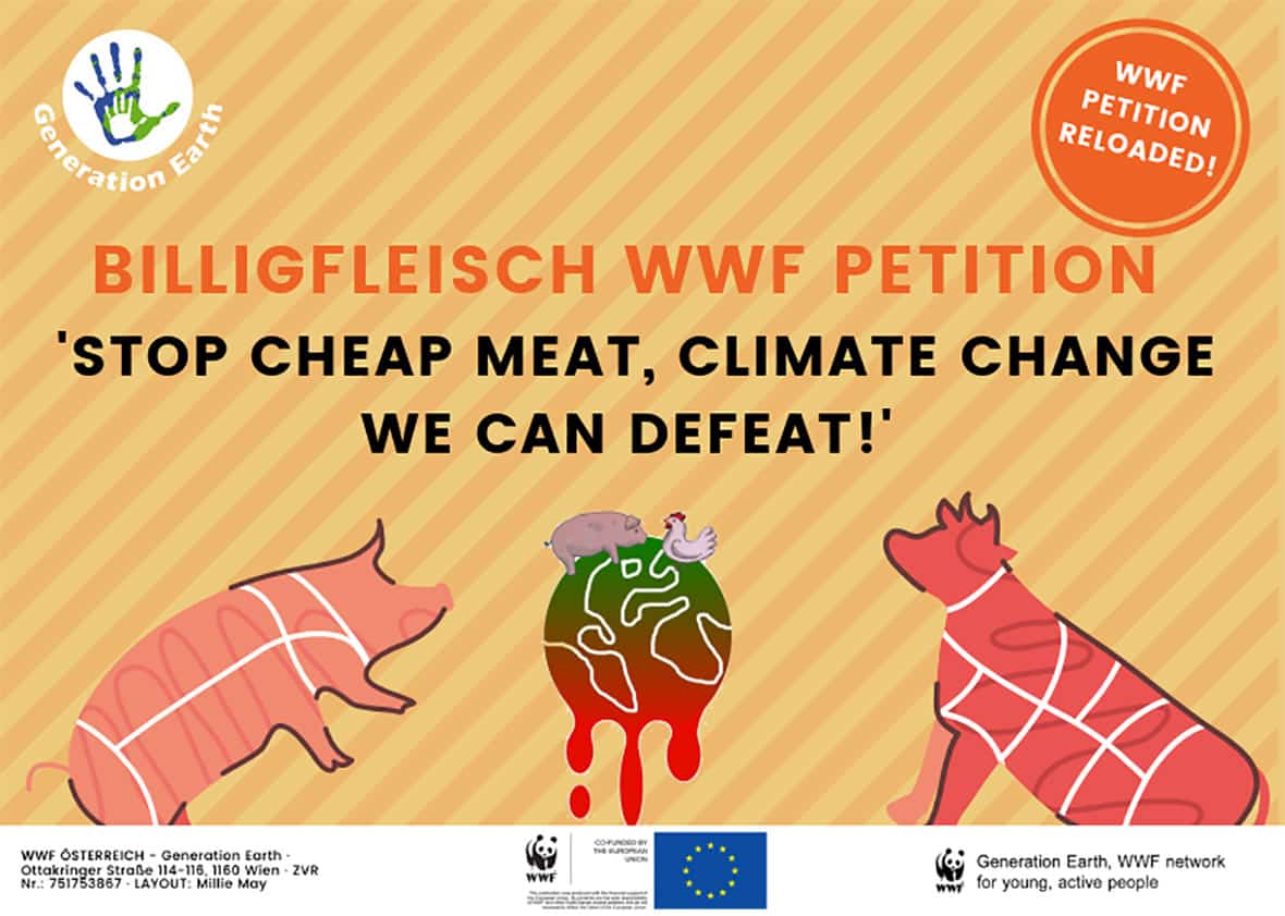 Banner der WWF Petition Stop das Billigfleich